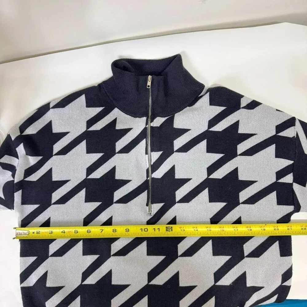 ANTHROPOLOGIE | houndstooth quarter zip sweat | Vigoss | new nwt | large - Picture 12 of 13